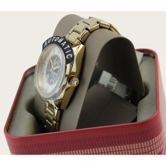 Fossil BQ3729 Women Silver Skeleton Dial & Gold Toned Automatic Watch - Picture 2 of 6